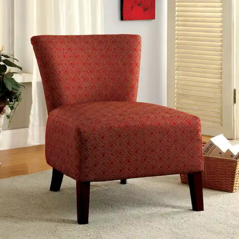 Poltrona d'accento con motivo geometrico avorio/rosso, seduta singola
