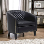 Poltroncina a Botte con Borchie e Gambe in Legno Massello – Posto Singolo, Colori Assortiti