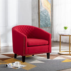 Poltroncina a Botte con Borchie e Gambe in Legno Massello – Posto Singolo, Colori Assortiti