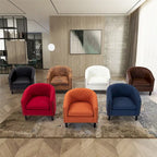 Poltroncina a Botte con Borchie e Gambe in Legno Massello – Posto Singolo, Colori Assortiti