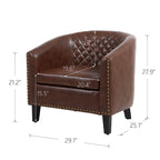 Poltroncina a Botte con Borchie e Gambe in Legno Massello – Posto Singolo, Colori Assortiti