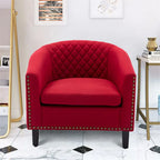 Poltroncina a Botte con Borchie e Gambe in Legno Massello – Posto Singolo, Colori Assortiti