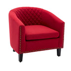 Poltroncina a Botte con Borchie e Gambe in Legno Massello – Posto Singolo, Colori Assortiti