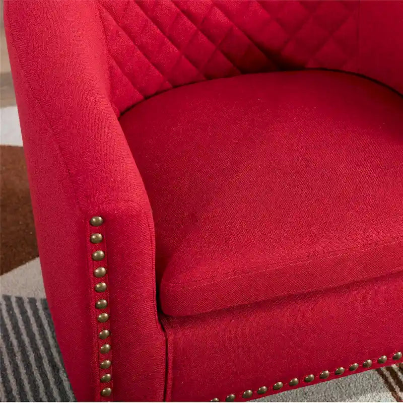 Poltroncina a Botte con Borchie e Gambe in Legno Massello – Posto Singolo, Colori Assortiti