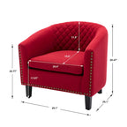 Poltroncina a Botte con Borchie e Gambe in Legno Massello – Posto Singolo, Colori Assortiti