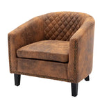 Poltroncina a Botte con Borchie e Gambe in Legno Massello – Posto Singolo, Colori Assortiti