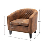 Poltroncina a Botte con Borchie e Gambe in Legno Massello – Posto Singolo, Colori Assortiti
