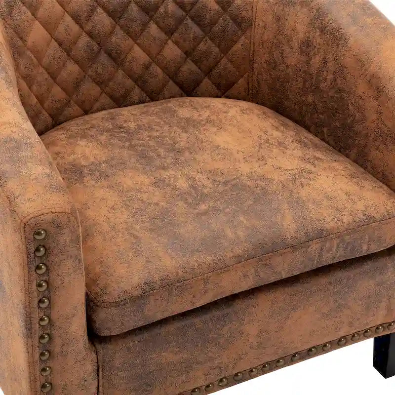 Poltroncina a Botte con Borchie e Gambe in Legno Massello – Posto Singolo, Colori Assortiti
