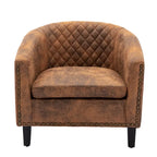 Poltroncina a Botte con Borchie e Gambe in Legno Massello – Posto Singolo, Colori Assortiti