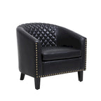 Poltroncina a Botte con Borchie e Gambe in Legno Massello – Posto Singolo, Colori Assortiti