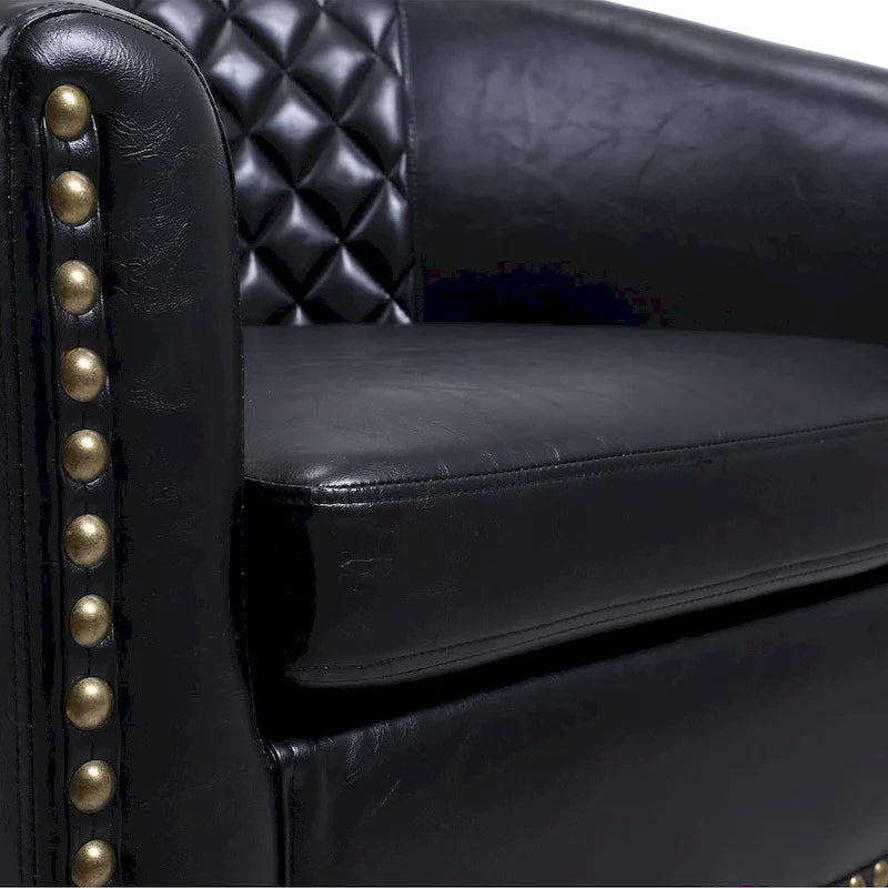 Poltroncina a Botte con Borchie e Gambe in Legno Massello – Posto Singolo, Colori Assortiti