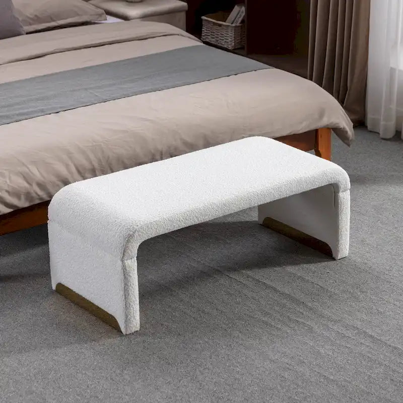 Panca bouclé multicolore, stile ottomano, 1 posto