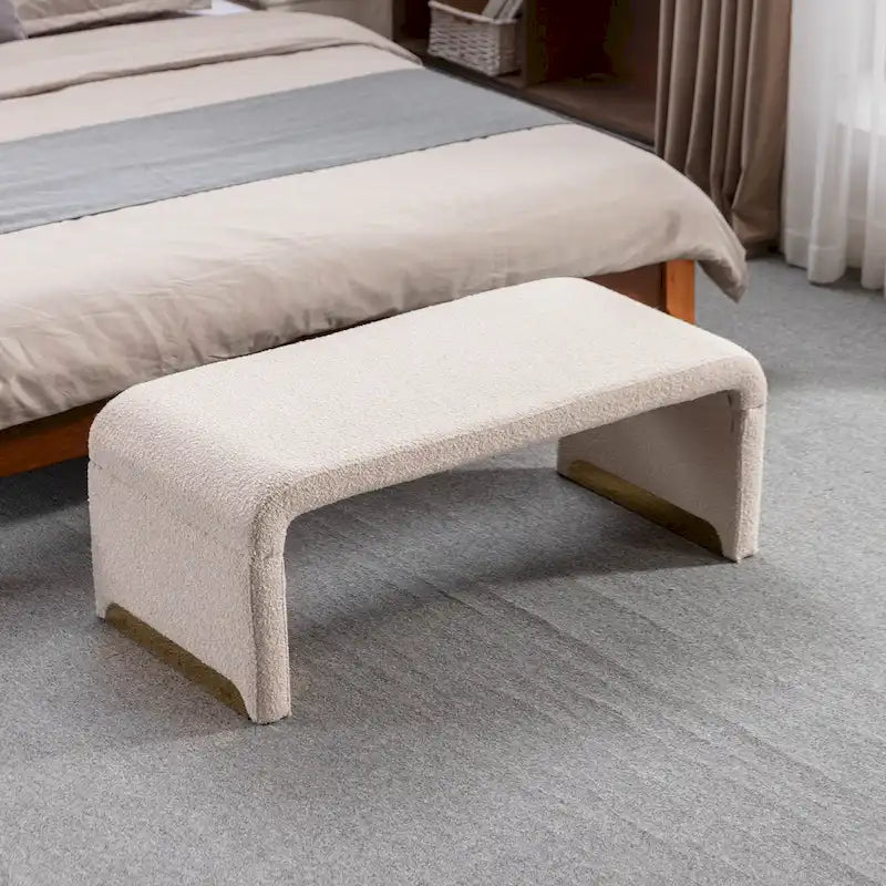 Panca bouclé multicolore, stile ottomano, 1 posto