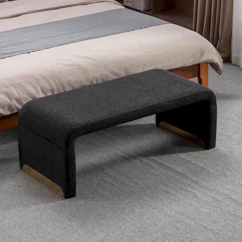 Panca bouclé multicolore, stile ottomano, 1 posto
