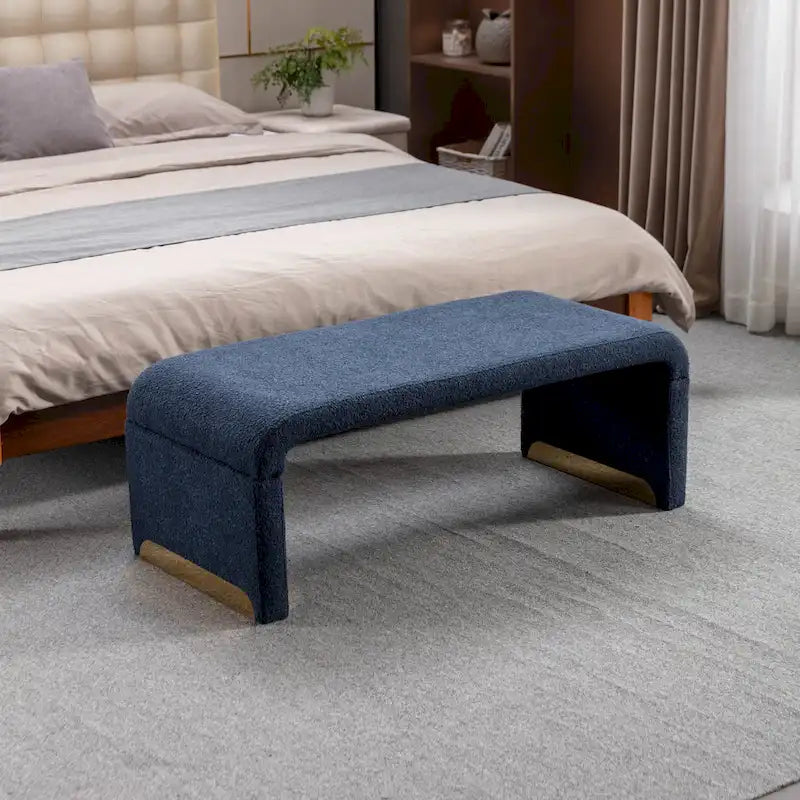 Panca bouclé multicolore, stile ottomano, 1 posto
