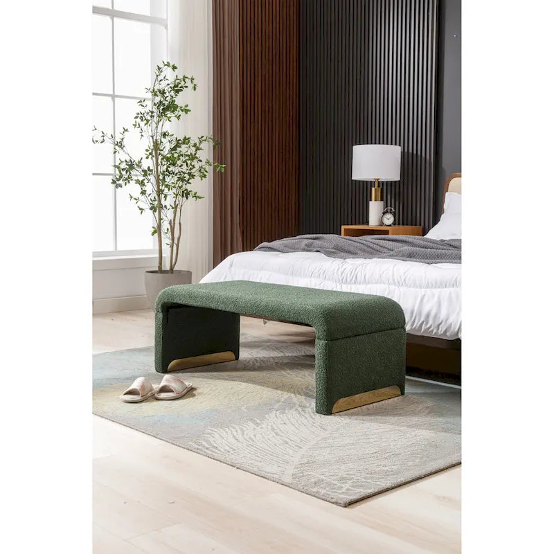 Panca bouclé multicolore, stile ottomano, 1 posto