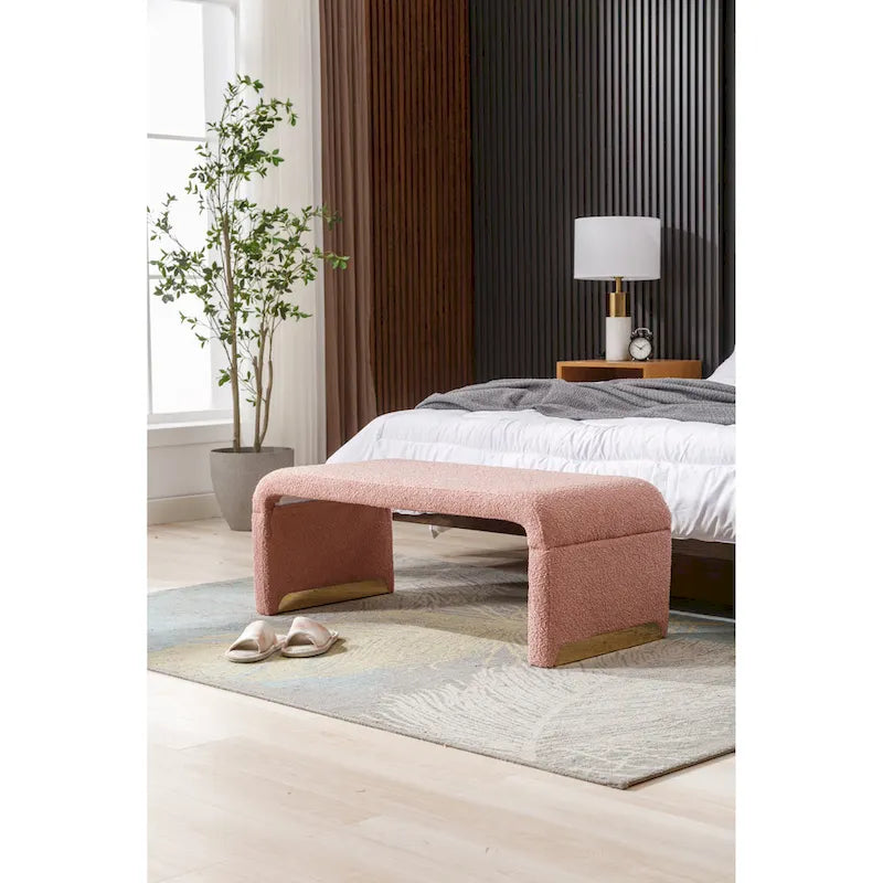 Panca bouclé multicolore, stile ottomano, 1 posto