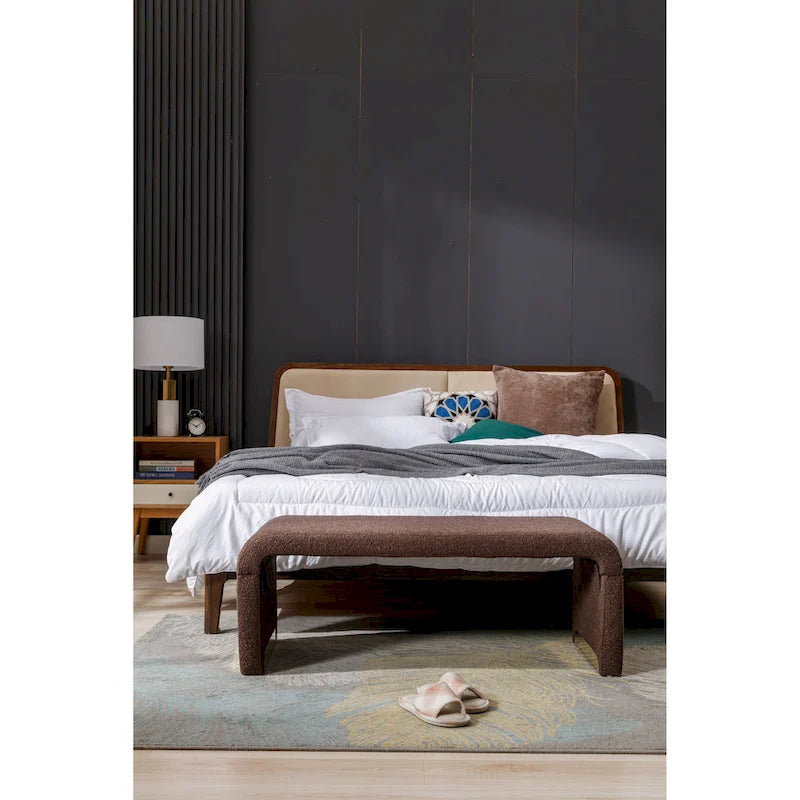 Panca bouclé multicolore, stile ottomano, 1 posto