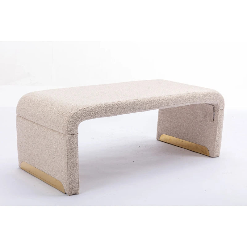 Panca bouclé multicolore, stile ottomano, 1 posto