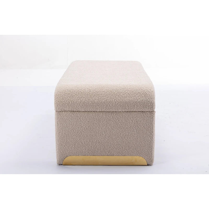 Panca bouclé multicolore, stile ottomano, 1 posto