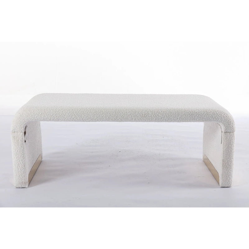 Panca bouclé multicolore, stile ottomano, 1 posto