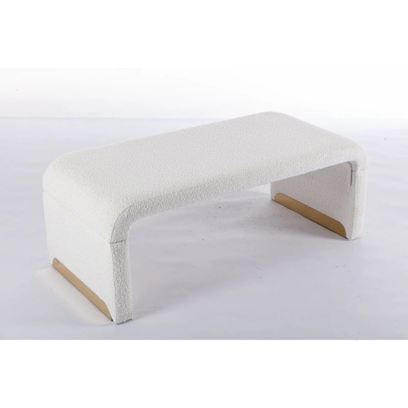 Panca bouclé multicolore, stile ottomano, 1 posto