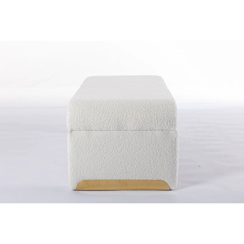 Panca bouclé multicolore, stile ottomano, 1 posto
