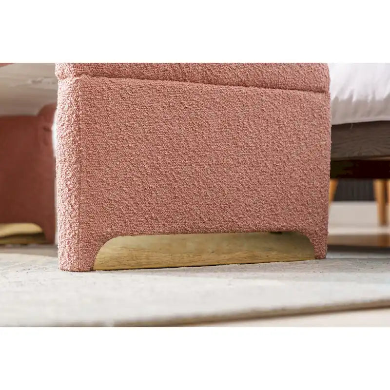 Panca bouclé multicolore, stile ottomano, 1 posto