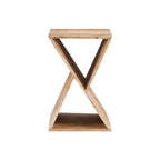 Tavolino laterale triangolare in legno di mango bianco/naturale, monouso