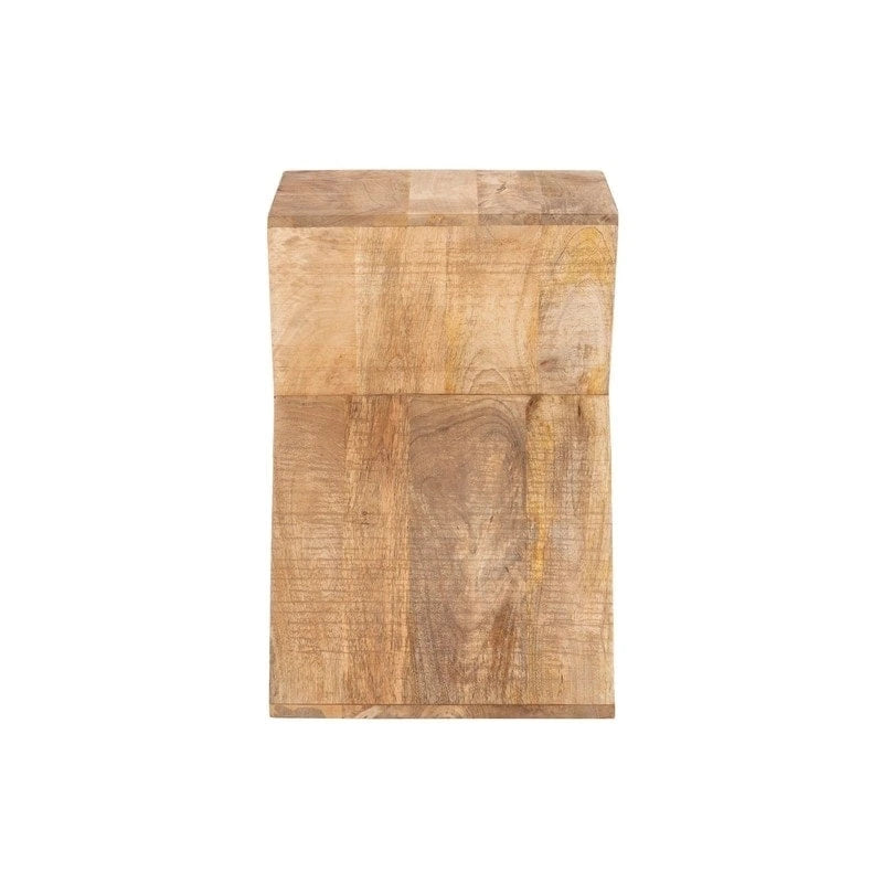 Tavolino laterale triangolare in legno di mango bianco/naturale, monouso