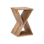 Tavolino laterale triangolare in legno di mango bianco/naturale, monouso