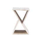 Tavolino laterale triangolare in legno di mango bianco/naturale, monouso