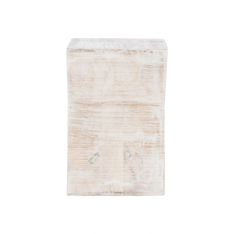 Tavolino laterale triangolare in legno di mango bianco/naturale, monouso