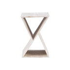 Tavolino laterale triangolare in legno di mango bianco/naturale, monouso