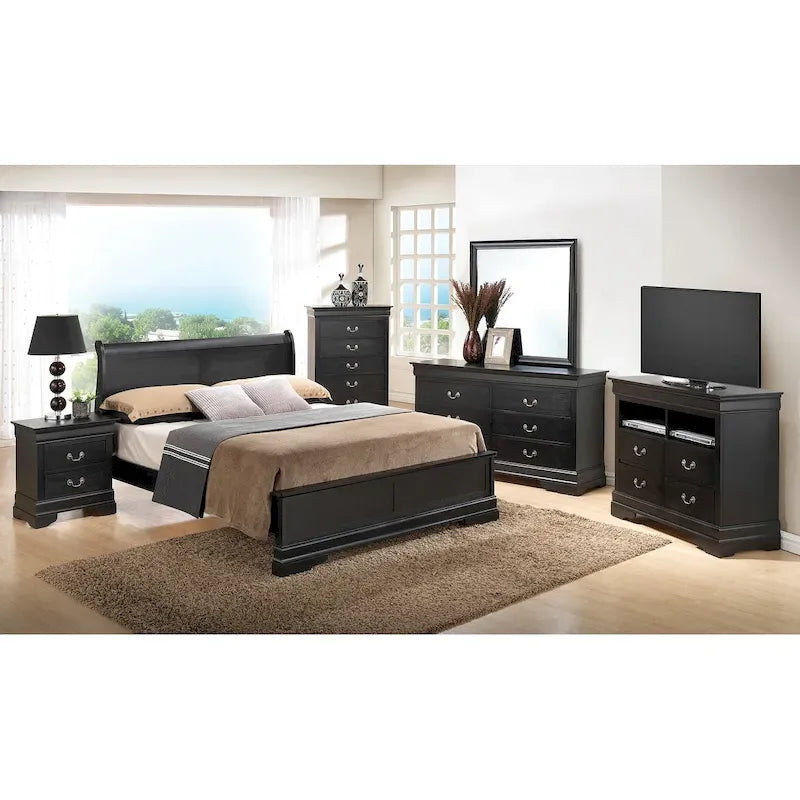 Letto King Size con pannello Nero / Grigio / Bianco / Cappuccino / Ciliegio – Stile Tradizionale, per 2 persone