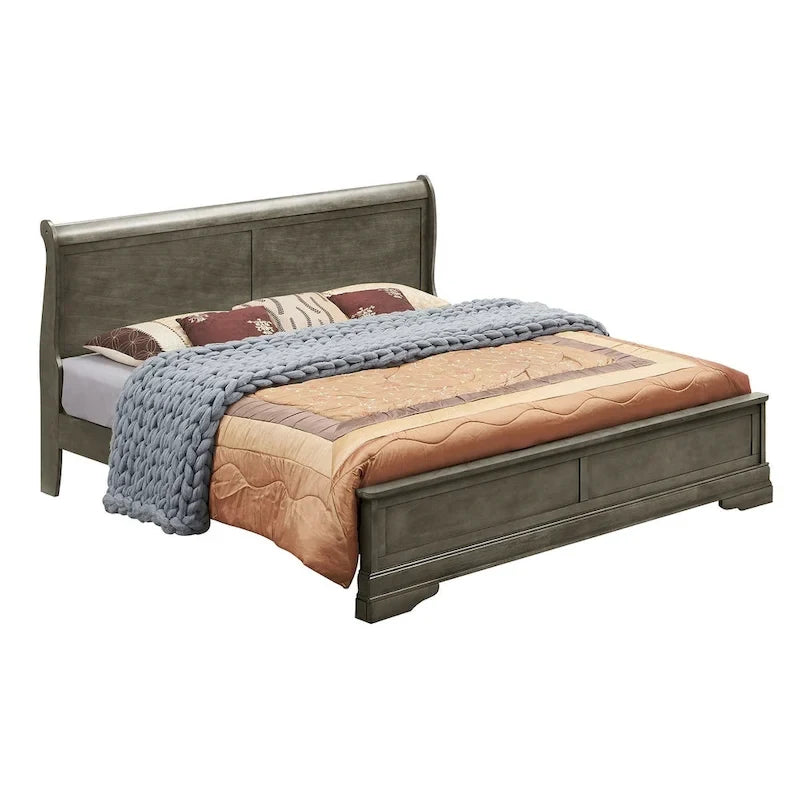 Letto King Size con pannello Nero / Grigio / Bianco / Cappuccino / Ciliegio – Stile Tradizionale, per 2 persone