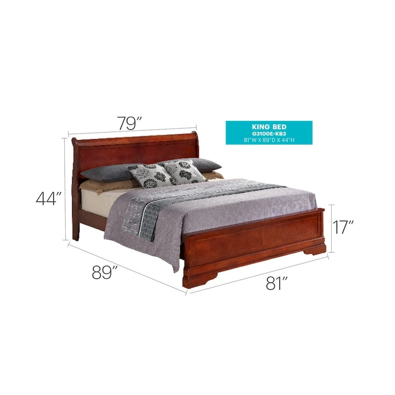 Letto King Size con pannello Nero / Grigio / Bianco / Cappuccino / Ciliegio – Stile Tradizionale, per 2 persone