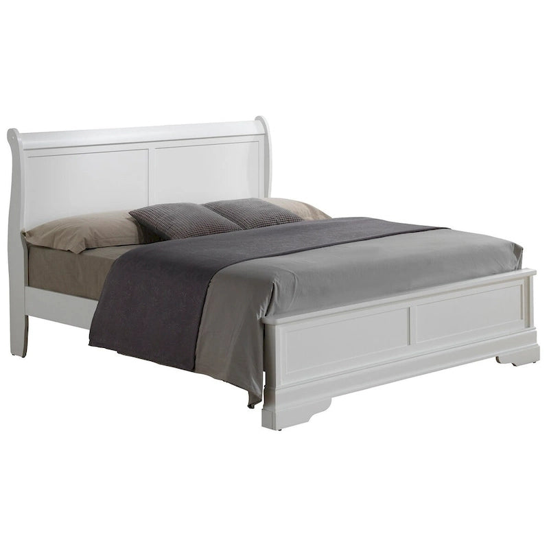 Letto King Size con pannello Nero / Grigio / Bianco / Cappuccino / Ciliegio – Stile Tradizionale, per 2 persone