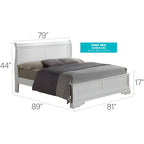 Letto King Size con pannello Nero / Grigio / Bianco / Cappuccino / Ciliegio – Stile Tradizionale, per 2 persone