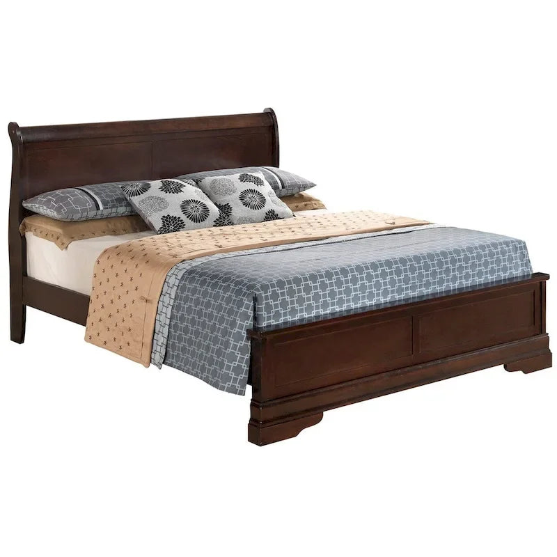 Letto King Size con pannello Nero / Grigio / Bianco / Cappuccino / Ciliegio – Stile Tradizionale, per 2 persone