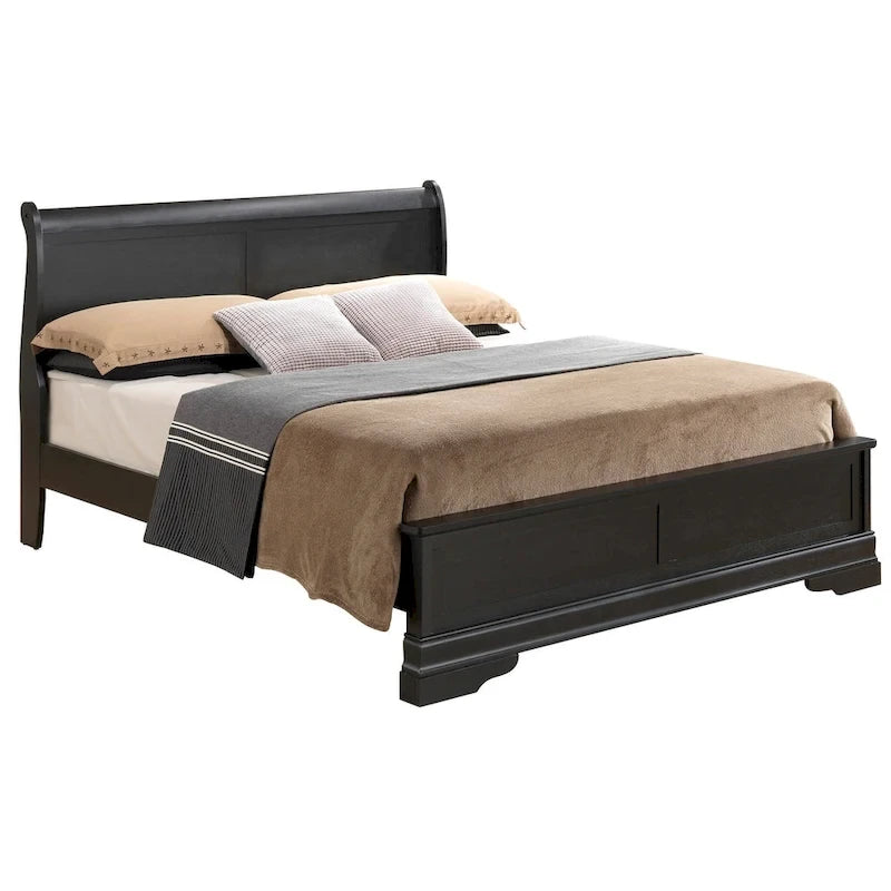 Letto King Size con pannello Nero / Grigio / Bianco / Cappuccino / Ciliegio – Stile Tradizionale, per 2 persone
