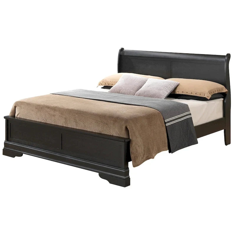 Letto King Size con pannello Nero / Grigio / Bianco / Cappuccino / Ciliegio – Stile Tradizionale, per 2 persone