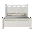Letto con pannelli in legno bianco antico, a doghe, matrimoniale/queen-size