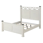 Letto con pannelli in legno bianco antico, a doghe, matrimoniale/queen-size