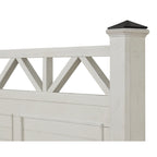 Letto con pannelli in legno bianco antico, a doghe, matrimoniale/queen-size