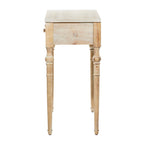 Console intagliata floreale marrone con 2 cassetti, piano in legno