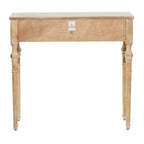 Console intagliata floreale marrone con 2 cassetti, piano in legno
