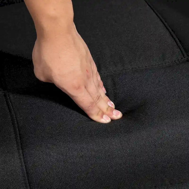 Poltrona reclinabile girevole in lino nero con poggiapiedi, posto singolo