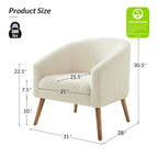 Poltrona a botte in tessuto bouclé salvia / nero / avorio / grigio / blu, seduta singola, gambe in legno massello