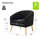Poltrona a botte in tessuto bouclé salvia / nero / avorio / grigio / blu, seduta singola, gambe in legno massello